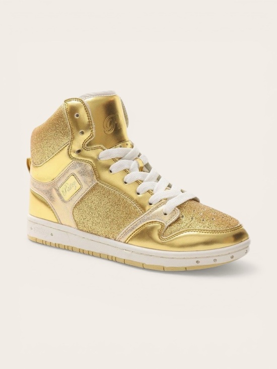 Pastry Shoes - Pastry Glam Pie Gold Glitter High-Top Sneaker And Dance Shoe